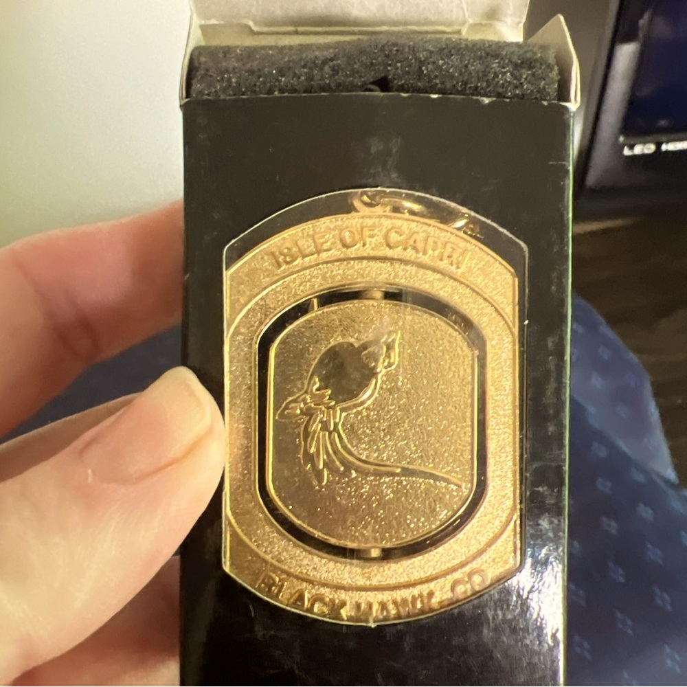 Vintage Isle of Capri Blackhawk Co Goldtone Keychain  New In Box